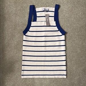 J. Crew Navy and Cream Striped Knit Top